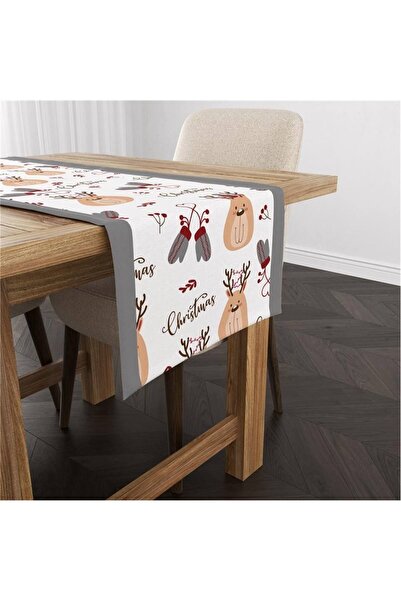 milroma Βελούδινο δρομέας με μοτίβο ελαφιού με θέμα την Πρωτοχρονιά