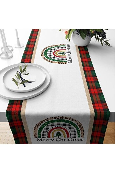 milroma Δρομέας βελούδου με μοτίβο ουράνιου τόξου με θέμα την Πρωτοχρονιά