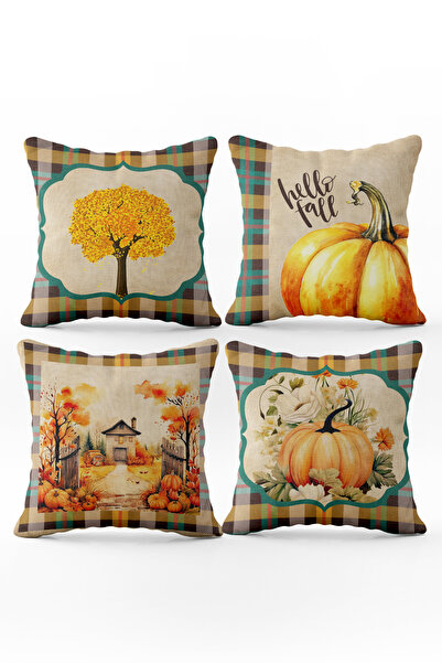 Evmila Set de 4 perne cu model special de dovleac de toamnă și Halloween cu t...