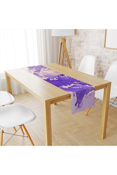 milroma Διακοσμητικό ράνερ με μαρμάρινο σχέδιο σε μωβ αποχρώσεις με βελούδινη...