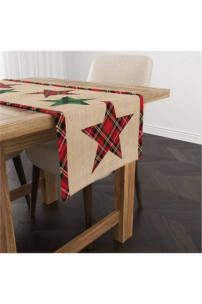 milroma New Year's Themed Star Patterned Velvet Runner