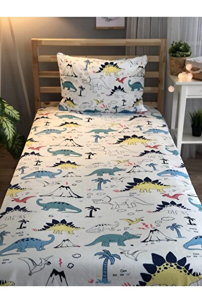 Evmila Dijital Baskılı Dinazorlar Örtü Yastık Seti 1041