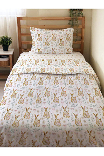 Evmila Çift Taraflı Hayvan Desenli Çarşafsız Takım Tek Kişilik Nevresim Takım...