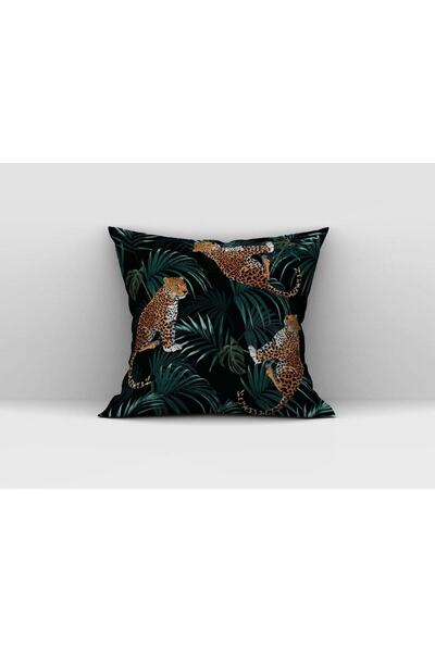milroma Kadife Dokulu Çift Yüz Tropic Leopar Desenli Kırlent Kılıfı 477