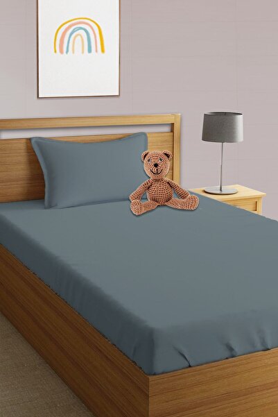 Evmila Set de cearșafuri elastice unice gri - imprimat simplu