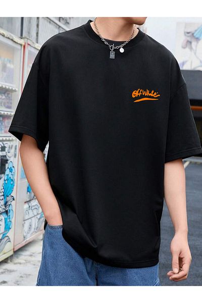 DEEPSENCE Unisex EffWhite Back Printed Oversize Black T-shirt