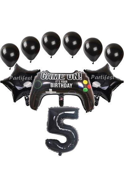 Parti Station Gamer Player Game Console Age Foil Balloon Set Gamer Player Playstation Concept Birthday