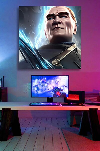 PrintiesPlus Gamer Room Oyuncu Odası Öze lAtatürklü Kanvas Tablo
