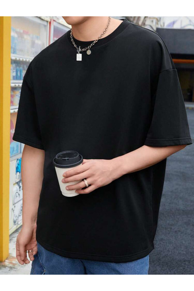 DEEPSENCE Unisex Seekıng πίσω εμπριμέ μαύρο μπλουζάκι Oversize