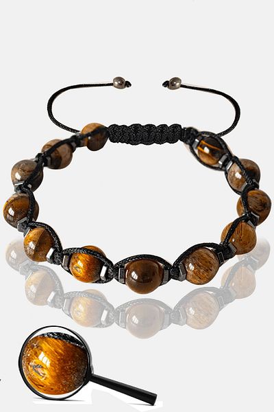 Tesbih Atölyesi Certified Real Hematite - Tiger Eye Stone Bracelet - Adjustable