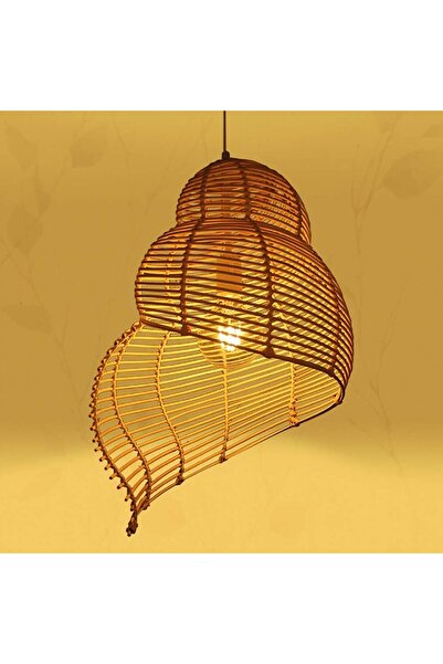 AmorConcept Doğal Rattan Avize Salyangoz Model Rattan Avize 30x50 cm