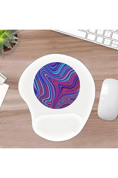 UcuruStore Μπλε Μωβ Οβάλ Επιφάνεια Ποντικιού με Στήριγμα Καρπού και Κοίλο Σχέδιο