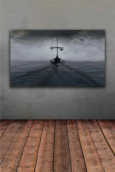 PrintiesPlus Viking Gemileri Puslu Sular Kanvas Duvar Tablo