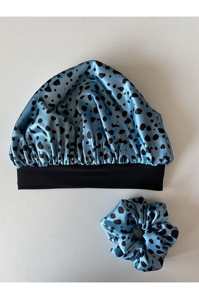 pistore Turquoise Polka Dot Satin Bone and Hairpin Set for Curly Hair