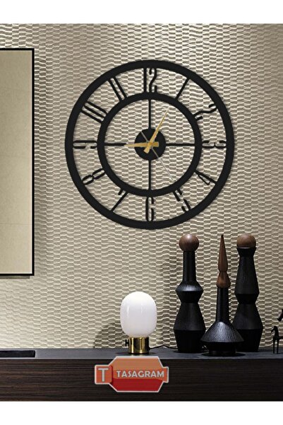 TASAGRAM Metal Siyah Duvar Saati 50x50 Cm