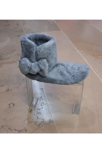 BRGL Kadın Peluş Gri Papyonlu Ev Botu