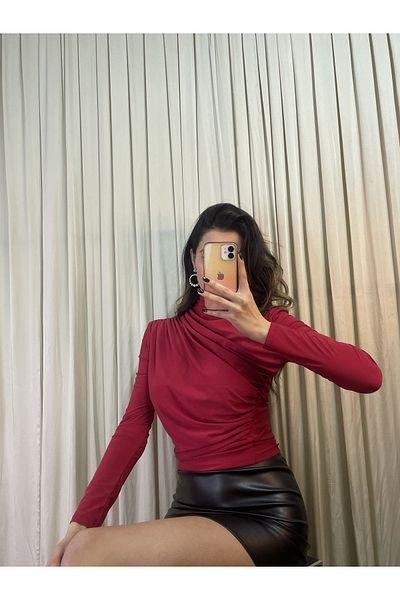 MY DEPO Half Turtleneck Draped Blouse