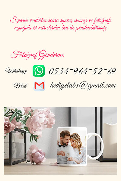 HediyeLabs Kişiye Özel Fotoğraflı Isimli Porselen Kupa Bardak, Resimli Bardak