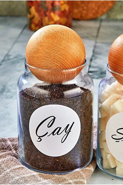 ŞAKİLATA CONCEPT Ahşap Top Kapaklı Dekoratif Çay Saklama Kavanozu 800 Ml