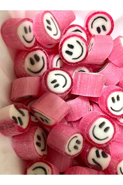 ŞEKERCİYAŞAR Pembe Gülenyüz Çilek Aromalı Lolly Şeker 500 gr.