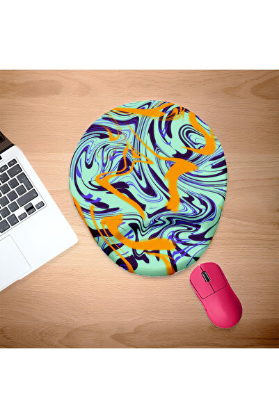 UcuruStore Τιρκουάζ Μπλε Κίτρινο Χρώμα Οβάλ Μαξιλαράκι Ποντικιού με Στήριγμα ...