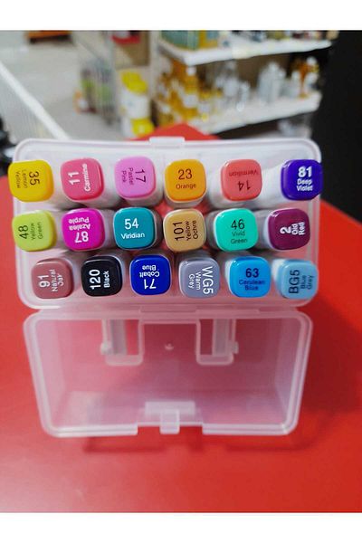 gebzeli Artist Double-Ended Marker Pen Set 18 Pieces in Special Box - with six stands