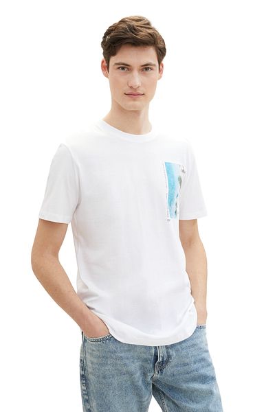 Tom Tailor Denim Λευκό μπλουζάκι για ενήλικες