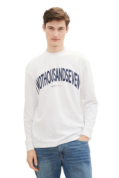 Tom Tailor Denim Λευκό μπλουζάκι για ενήλικες
