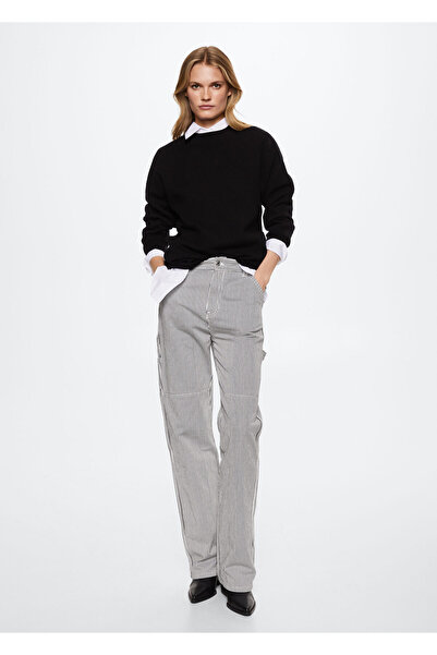 MANGO Woman Siyah Kadın Pantolon  37081323