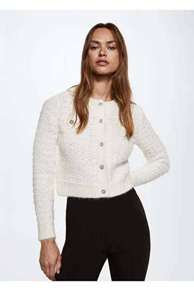 MANGO Woman Cardigan pentru femei Off-White37015965
