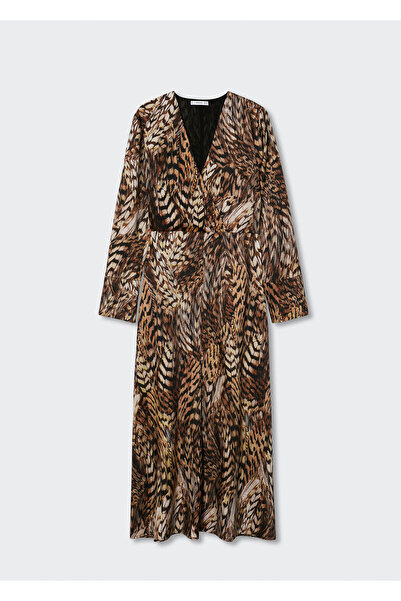 MANGO Woman Koyu Camel Kadın Yetişkin Elbise  37047764
