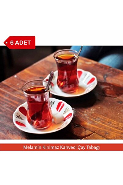 Avangart Mutfak 6 ADET - Kırılmaz Melamin Kahveci Çay Tabağı 10 cm Kırmızı, B...