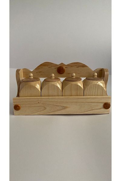 Çilek Wooden Handmade 4-Piece Spice Rack