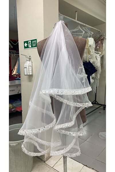 EKY GÖR SEV WEDDING DRESS ORTA BOY TAŞ VE İNCİ İŞLEMELİ DAİRE DUVAK