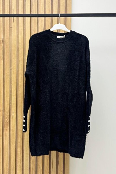 Bilen Exclusive Kol Manşeti Düğmeli Tunik 140125 - Siyah