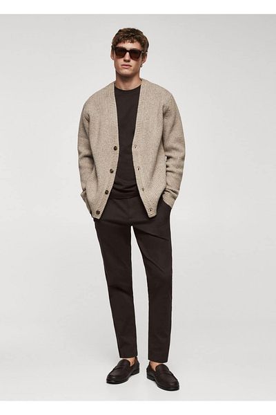 MANGO Man Cotton Tapered Cropped Παντελόνι
