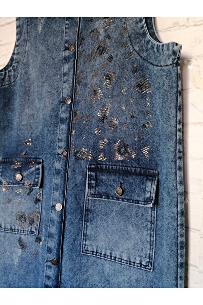 anne moda ankara All Cotton, Large size, long JEANS vest