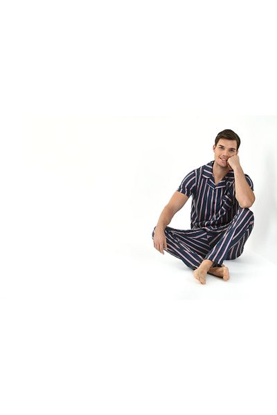 Yeni İnci Men's Striped Viscose Pajama Set