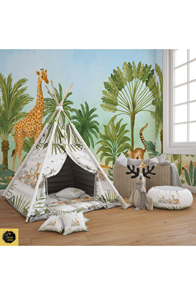 Talia Home Sevimli Hayvanlar Çocuk Odası Oyun Çadırı, Beyaz, Eğlenceli ve Ren...