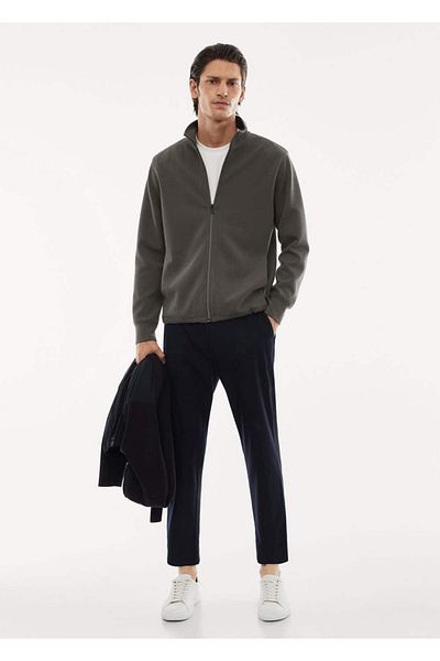 MANGO Man Breathable Zippered Sweatshirt