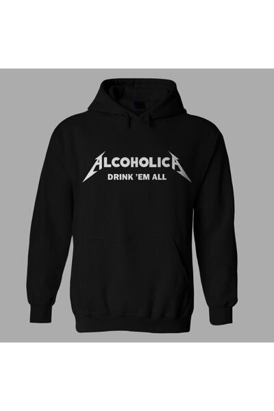 CONSTRAİN Oversize Μαύρο Alcoholica Metallica Hoodie