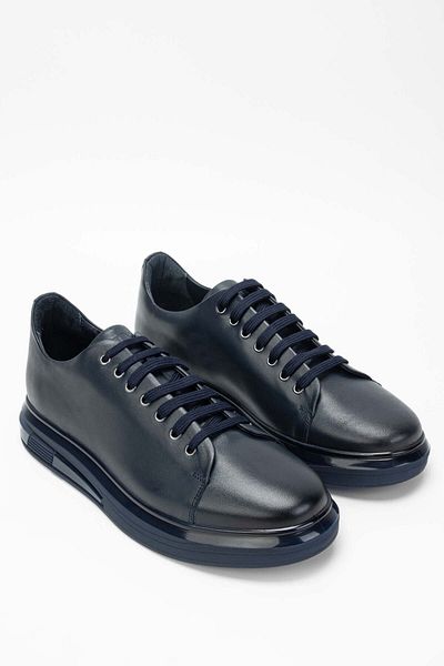 Tamer Tanca Navy Blue Genuine Leather Men's Sneakers - Sports Shoes