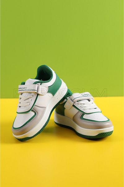 p papuccum ortopedi çocuk ayakkabıları Pantofi sport anatomici alb verde pentru băiat