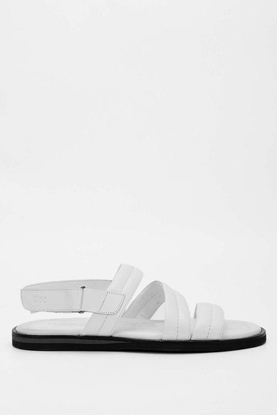 Tamer Tanca Men's Genuine Leather White Flat Sandals