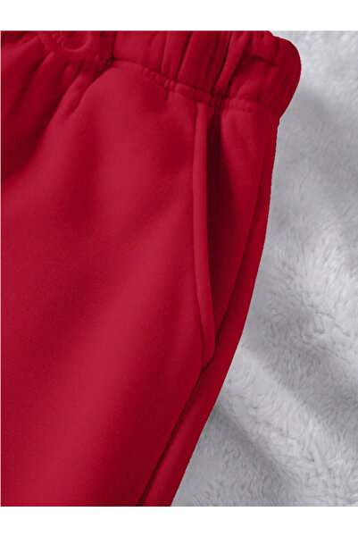 Revasser Unisex Kadın/Erkek Düz Renkli Penye Kumaş Eşofman Altı Paça Lastik Jogger