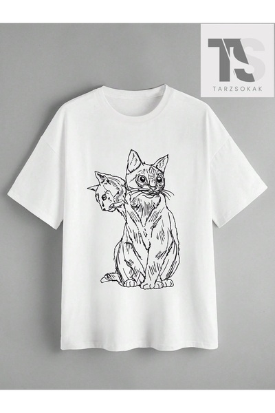 Tarzsokak Μπλουζάκι Goth Cat Print για καθημερινή χρήση