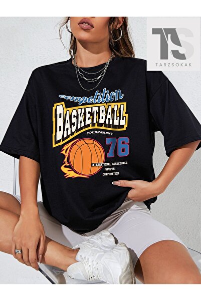 Tarzsokak Tricou cu grafică de baschet și litere, cu umeri goi