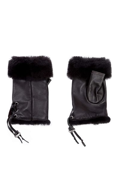 Tamer Tanca Women's Lamb Fur Brown Gloves GLOVES