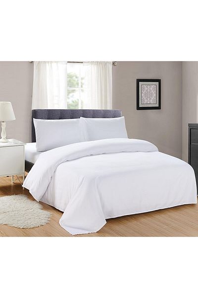 sethome collection Λευκό Σετ Παπλωματοθήκη Διπλό - 57 Σύρμα, Ύφασμα Akfil, 2 Μαξιλαροθήκες (8 Χρώματα)