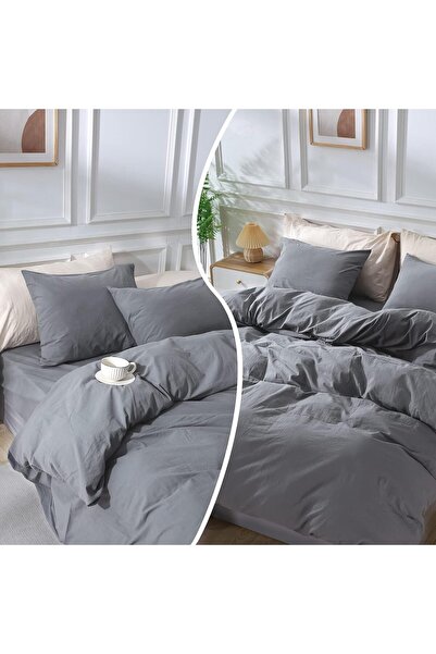 sethome collection طقم غطاء لحاف مزدوج أنثراسايت - 57 سلسلة، قماش Akfil، مع 2...